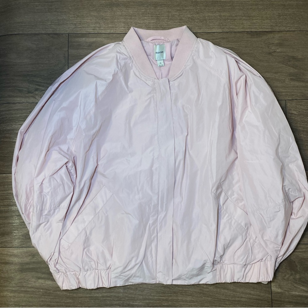 Anthropologie Maeve baby pink  Balloon Sleeve Bomber Jacket
